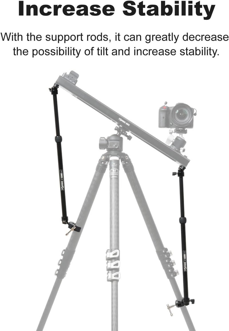 Accsoon Camera Slider Support Arm(2 Arms in), Adjustable Tripod Stability Arm for Increasing Stability in Aluminum Alloy Extendable Pole for Slider Rail Track with C Clamp and Ballhead - Image 5